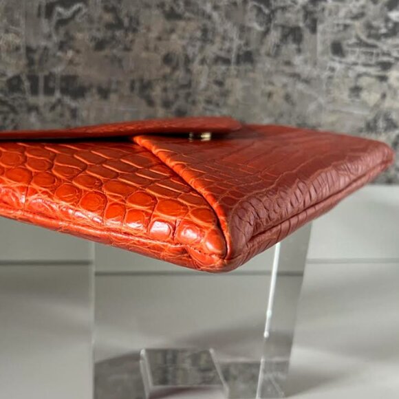 $5K MICHAEL KORS COLLECTION NILE CROCODILE CONVERT ENVELOPE CLUTCH PURSE WALLET - Picture 8 of 10